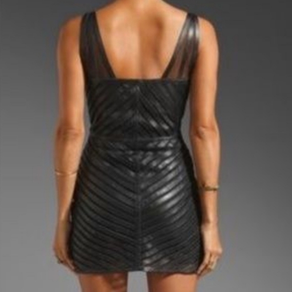 Mini Dress with Genuine Leather design - Picture 4 of 5